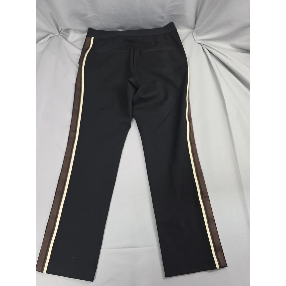 Hm Black Pants Pull On Size 8 Womens Elastic Waist Stripes